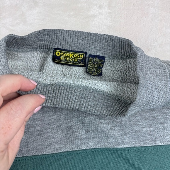 Vintage Oshkosh B’Gosh Crewneck Sweater Large Gray Green Great Country - Picture 6 of 11